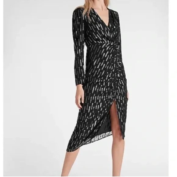 knee length dresses for ladies T-Tahari Lurex Mock Wrap Sweater Dress – Elie Tahari main image 0